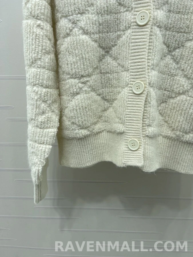 디올 디올 숄칼라 백 그래픽 퀼팅 가디건 상세 이미지