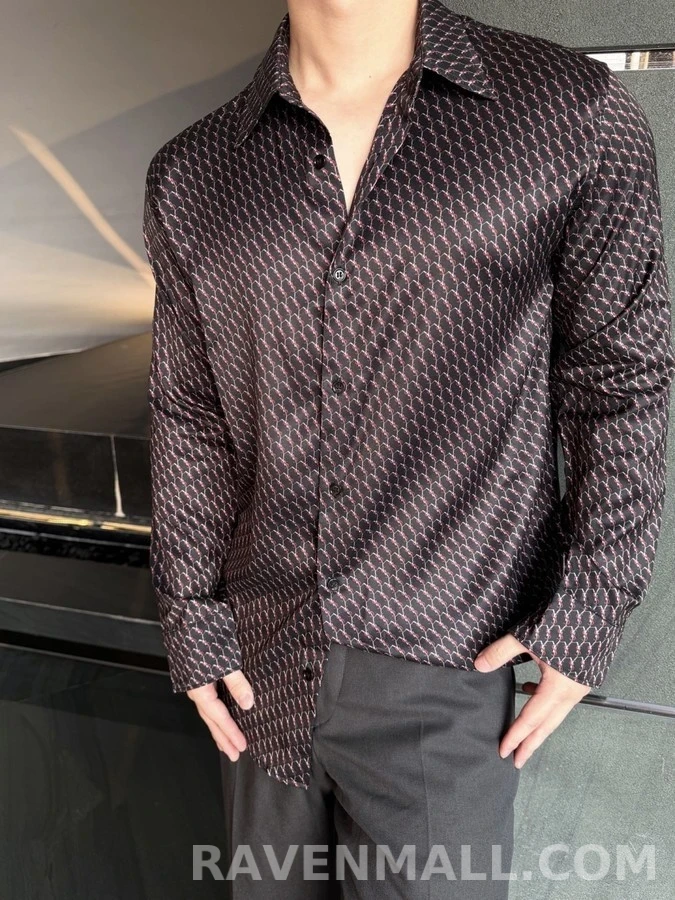 생로랑 세인트로랑 르 카산드르 패턴 실크 셔츠 상세 이미지