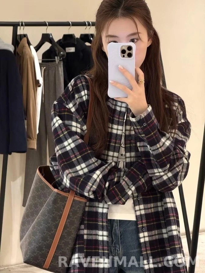 셀린느 셀린느 트리옹프 체크 셔츠 상세 이미지