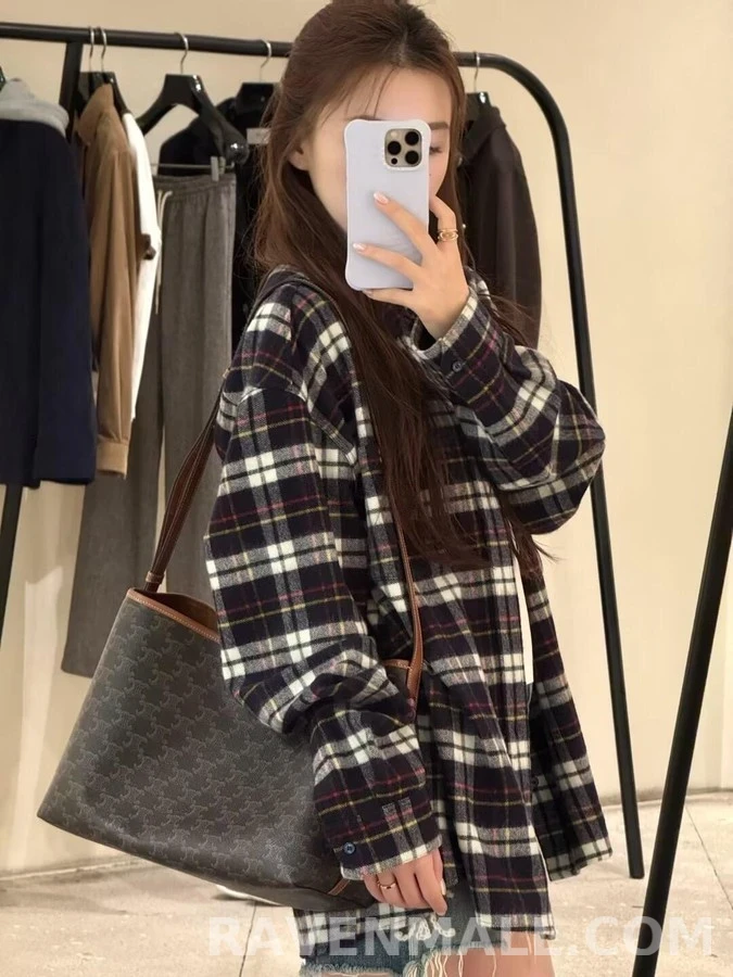 셀린느 셀린느 트리옹프 체크 셔츠 상세 이미지
