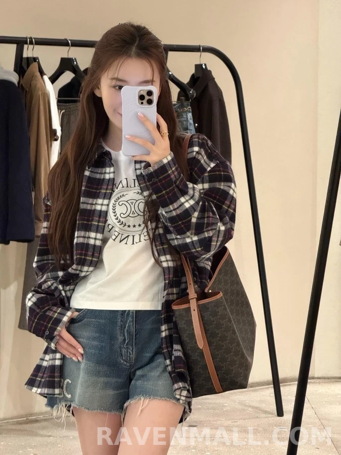 셀린느 셀린느 트리옹프 체크 셔츠 상세 이미지
