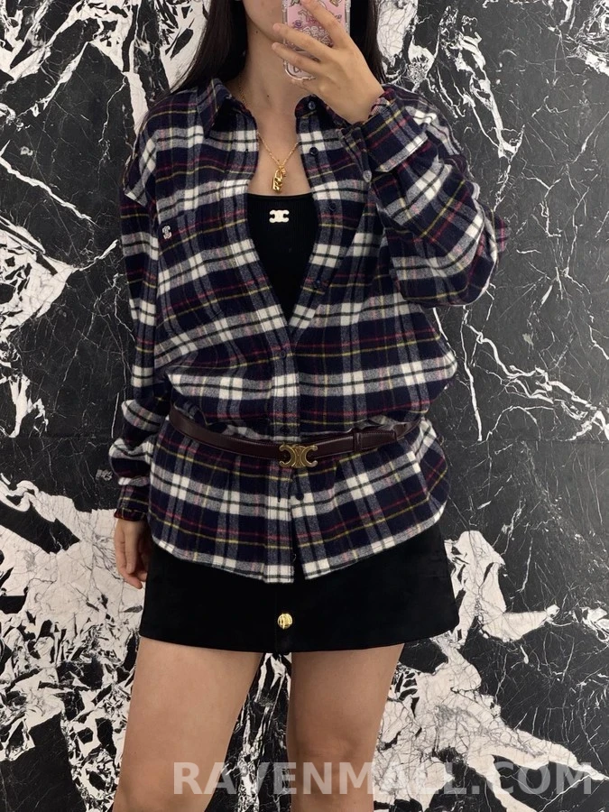 셀린느 셀린느 트리옹프 체크 셔츠 상세 이미지