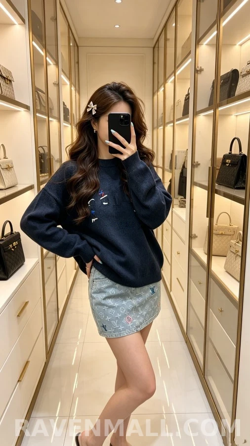 디올 디올 스키 자수 라운드넥 니트 상세 이미지