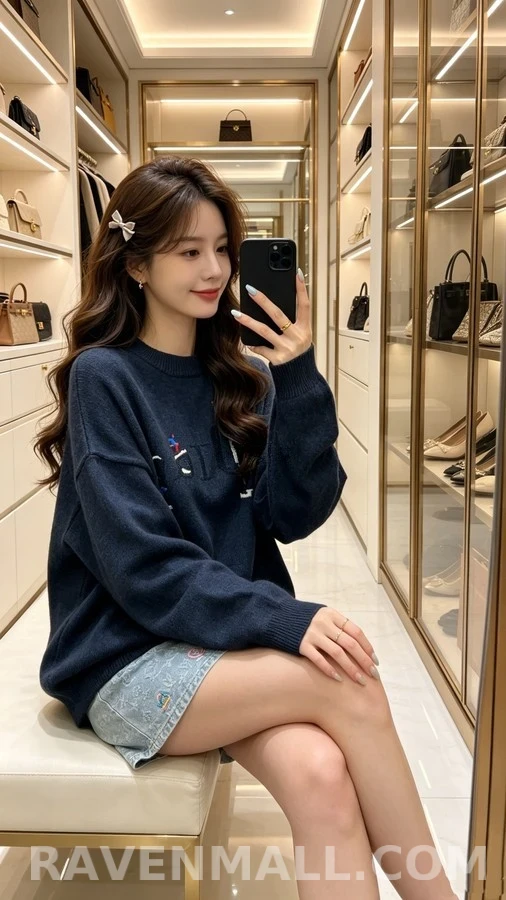 디올 디올 스키 자수 라운드넥 니트 상세 이미지