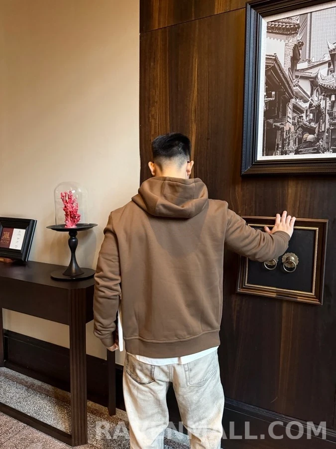 에르메스 에르메스 가죽 패치 자수 집업 후드 상세 이미지