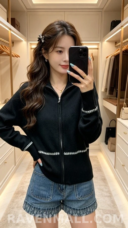디올 디올 눈꽃 자수 집업 니트 가디건 상세 이미지