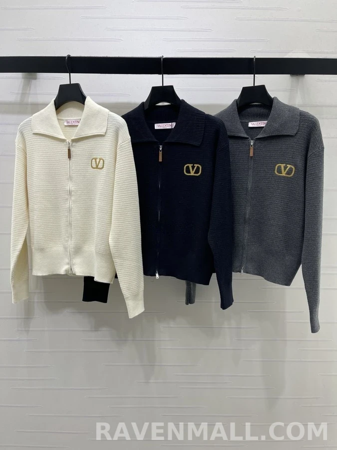 발렌티노 발렌티노 V 로고 니트 집업 가디건 상세 이미지
