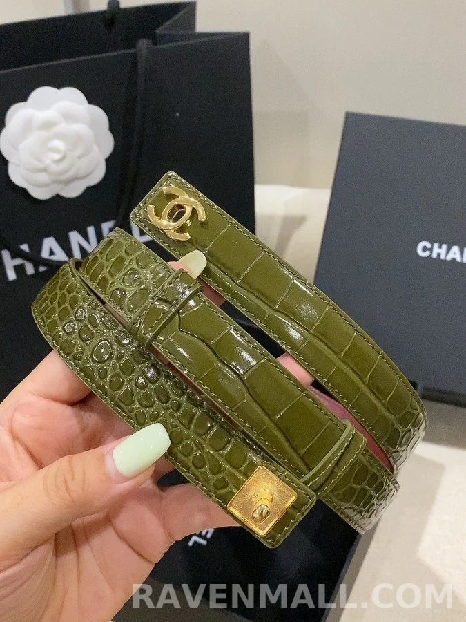 샤넬 샤넬 악어 엠보 더블 C 버클 벨트 상세 이미지