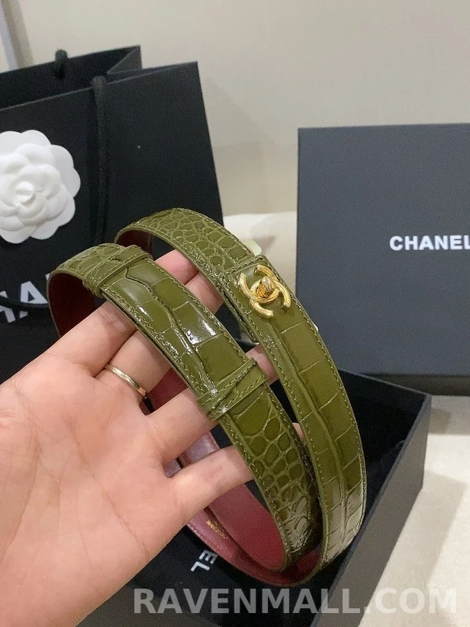 샤넬 샤넬 악어 엠보 더블 C 버클 벨트 상세 이미지
