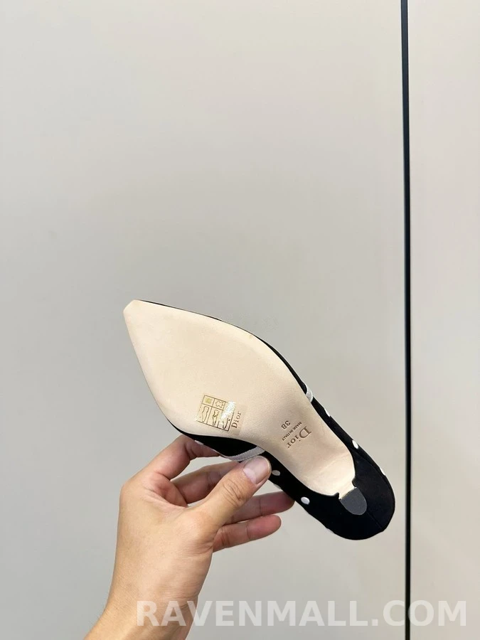 디올 디올 자수 도트 보우 하이힐 상세 이미지