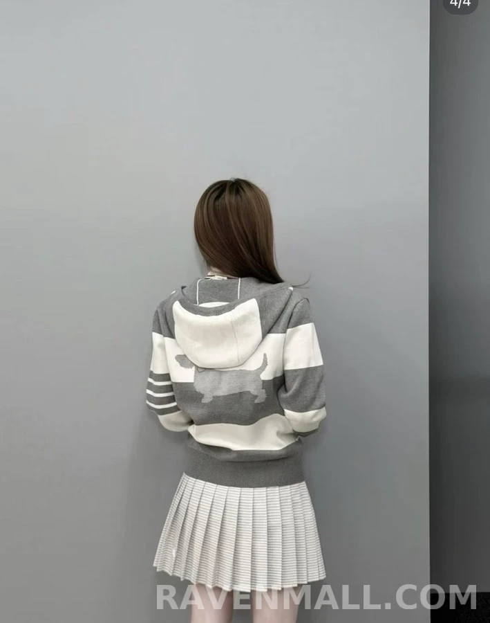 톰브라운 톰브라운 닥스훈트 스트라이프 니트 후드 상세 이미지
