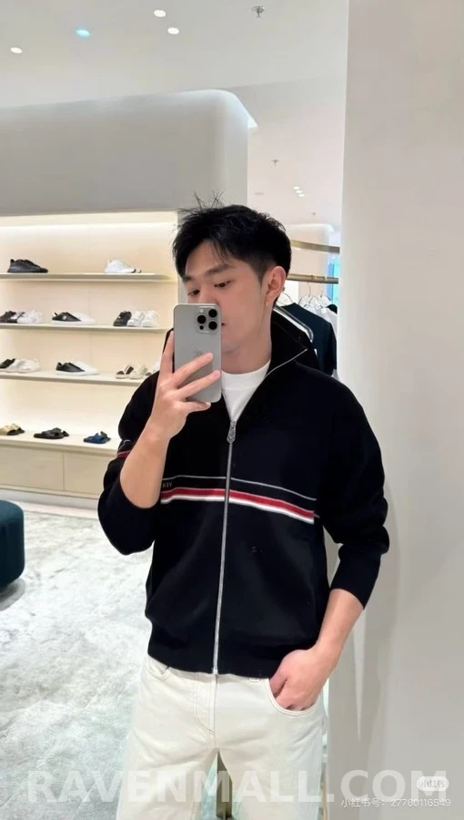베르사체 베르사체 레터링 스트라이프 집업 니트 상세 이미지