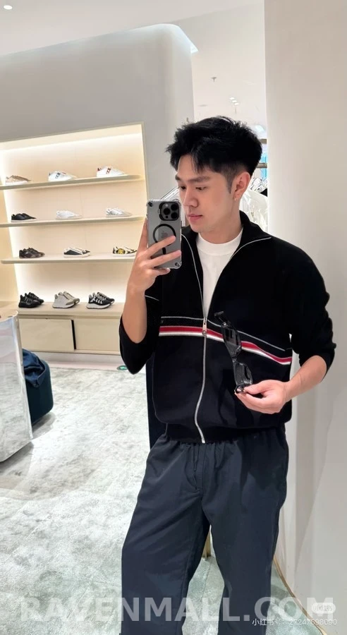 베르사체 베르사체 레터링 스트라이프 집업 니트 상세 이미지