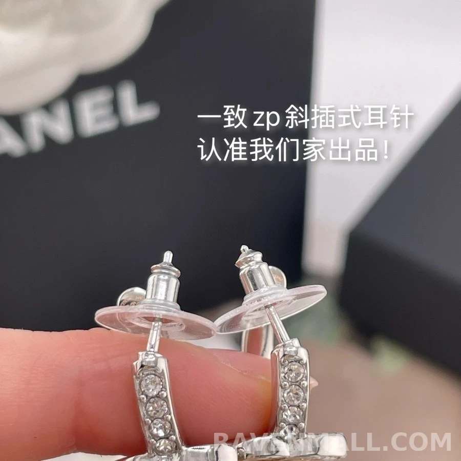 샤넬 샤넬 로고 큐빅 후프 귀걸이 상세 이미지