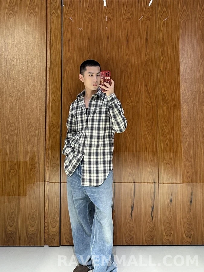 발렌시아가 발렌시아가 레터링 체크 셔츠 상세 이미지