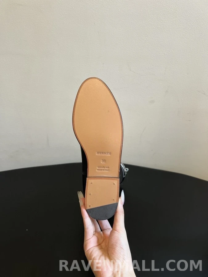 에르메스 에르메스 캔버스 가죽 패널 승마 부츠 상세 이미지