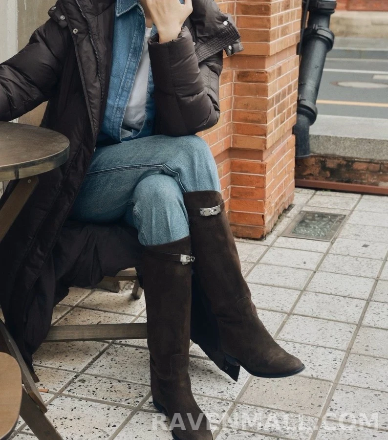 에르메스 에르메스 점핑 켈리 버클 스웨이드 부츠 상세 이미지