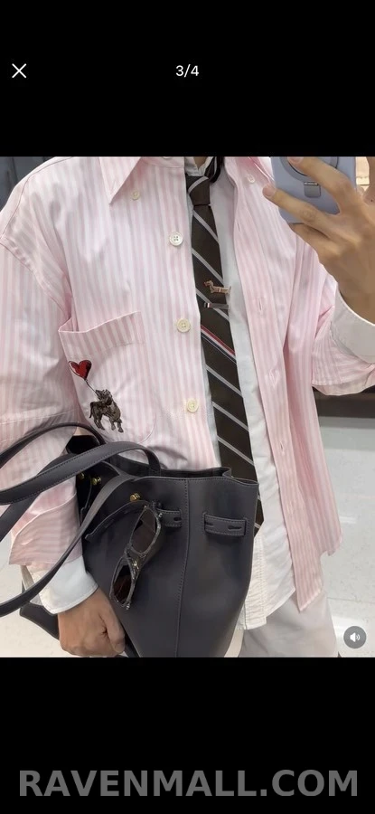 톰브라운 톰브라운 스트라이프 코끼리 자수 셔츠 상세 이미지