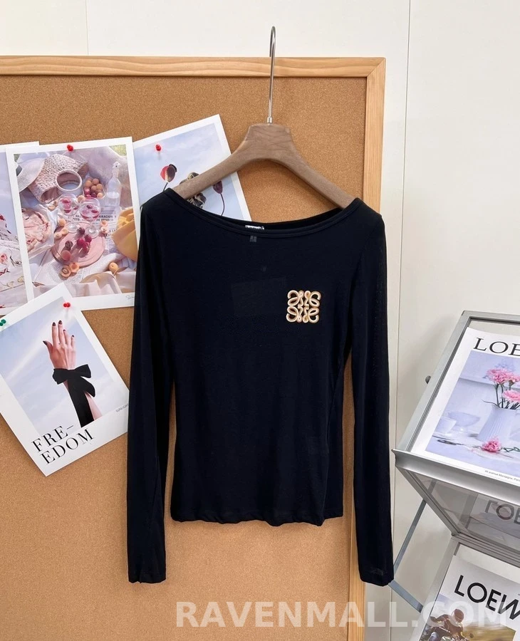 로에베 로에베 아나그램 자수 일자넥 긴팔 티셔츠 상세 이미지