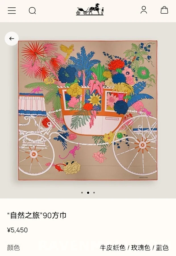 에르메스 에르메스 자연의 여행 플라워 실크 스카프 상세 이미지