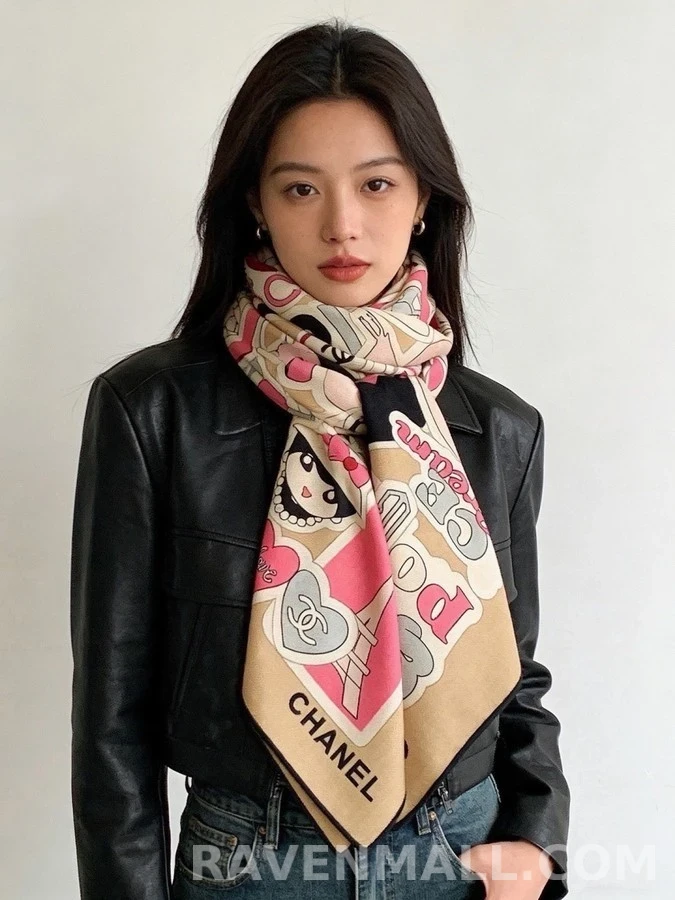 샤넬 샤넬 아이코닉 스티커 패턴 숄 상세 이미지