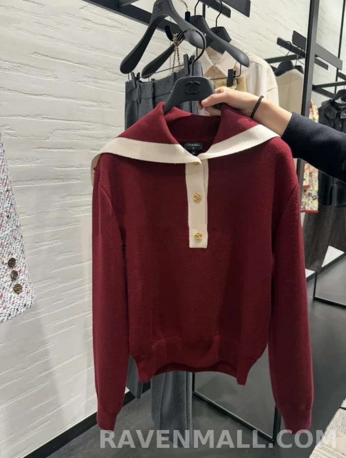 샤넬 샤넬 세일러 카라 배색 니트 상세 이미지