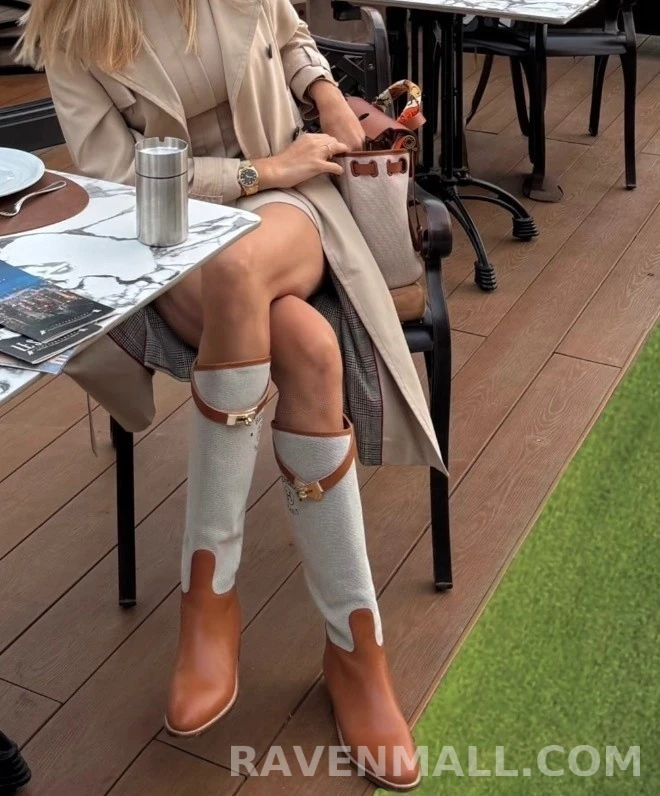 에르메스 에르메스 켈리 버클 캔버스 패널 라이딩 부츠 상세 이미지