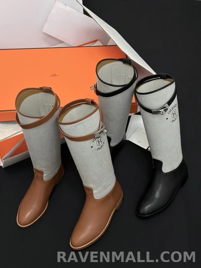 에르메스 에르메스 점핑 켈리 버클 캔버스 롱부츠 상세 이미지