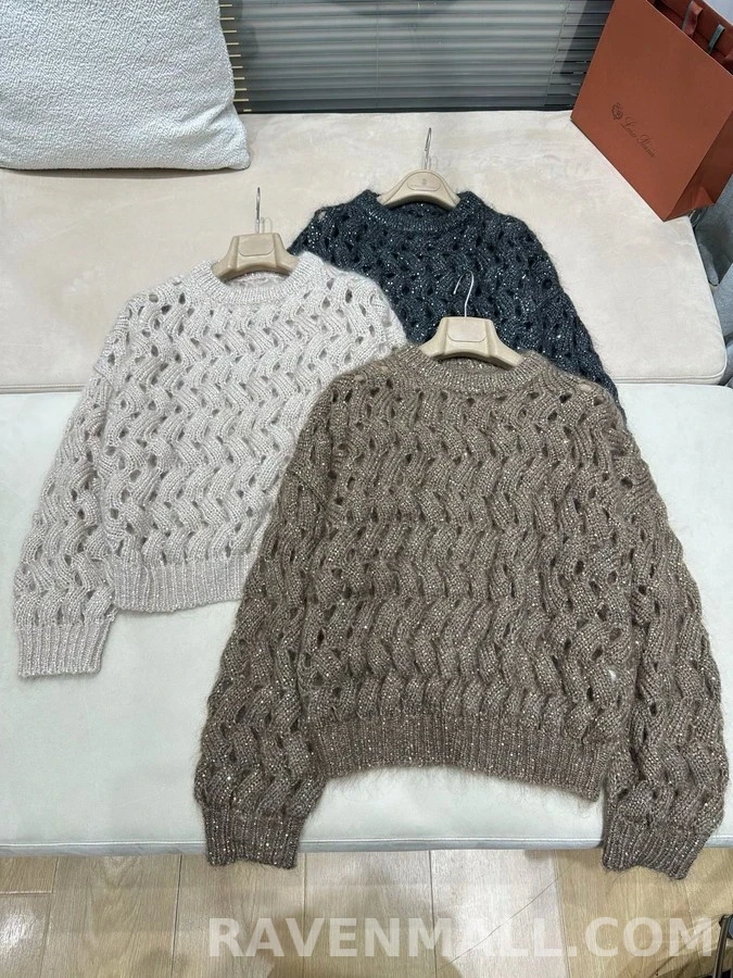 브루넬로 쿠치넬리 브루넬로 쿠치넬리 입체 웨이브 오픈 니트 상세 이미지
