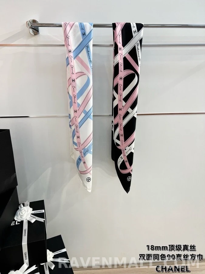 샤넬 샤넬 리본 패턴 스카프 상세 이미지