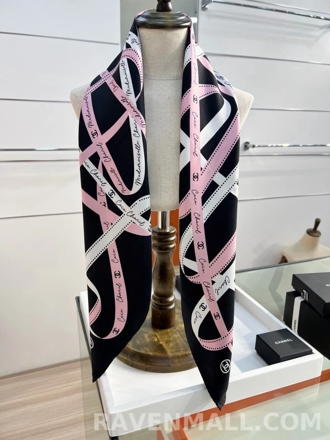 샤넬 샤넬 리본 패턴 스카프 상세 이미지