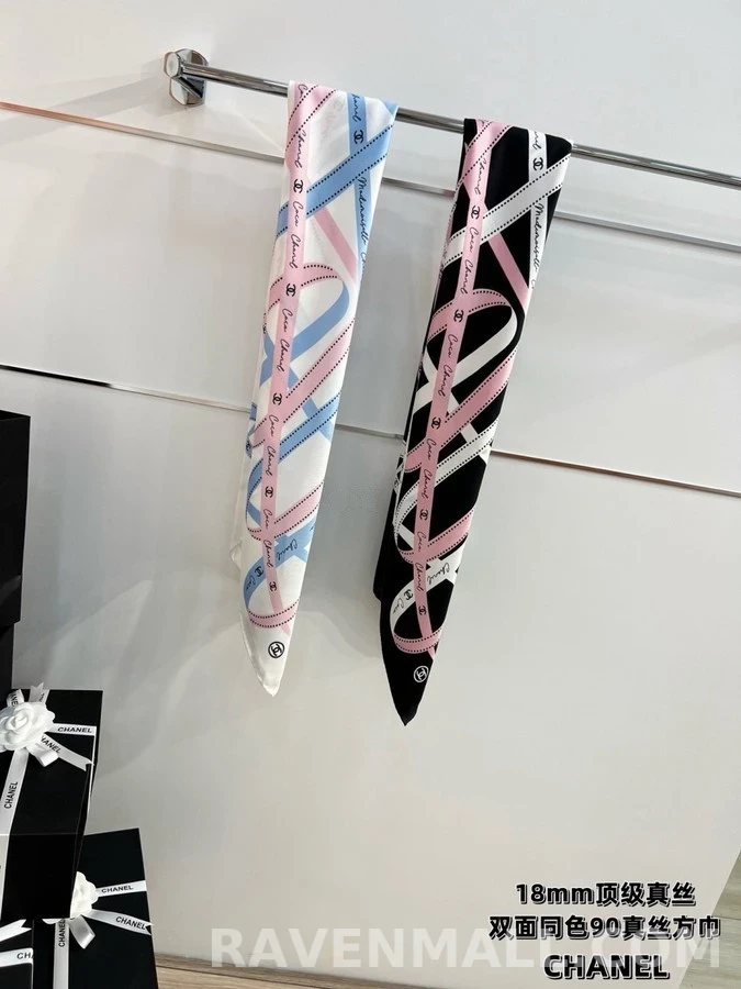 샤넬 샤넬 리본 패턴 스카프 상세 이미지
