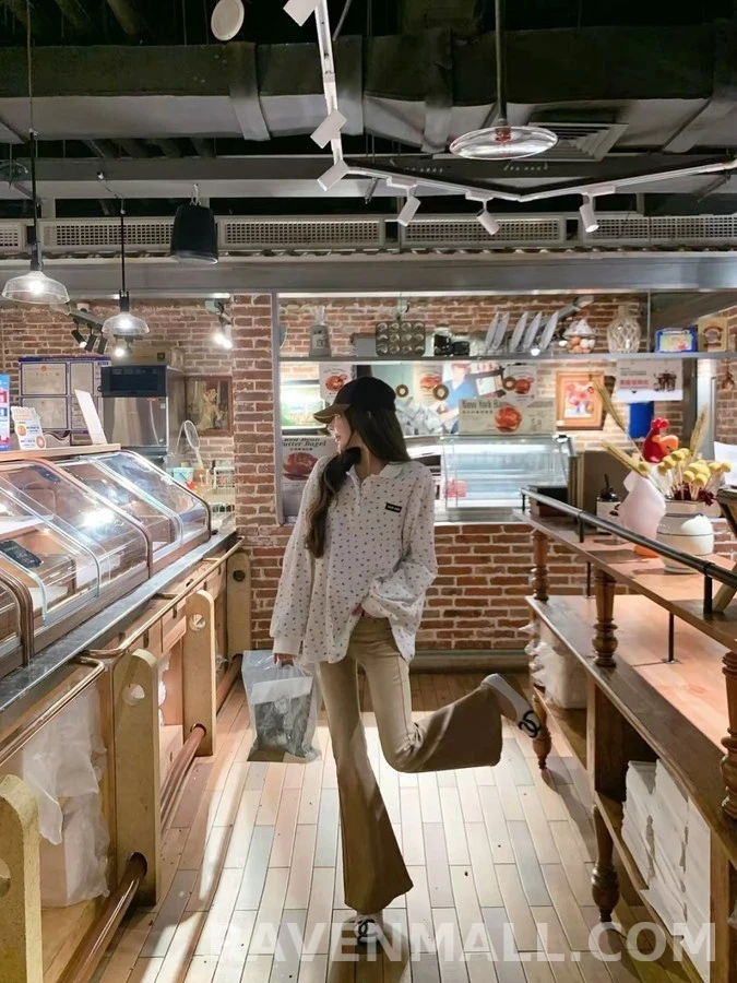 미우미우 미우미우 플라워 와플 폴로 긴팔 티셔츠 상세 이미지