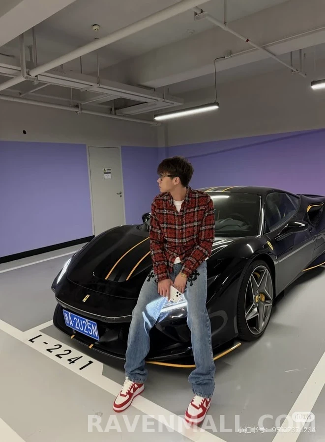 크롬하츠 크롬하츠 격자무늬 십자가 긴팔 티셔츠 상세 이미지