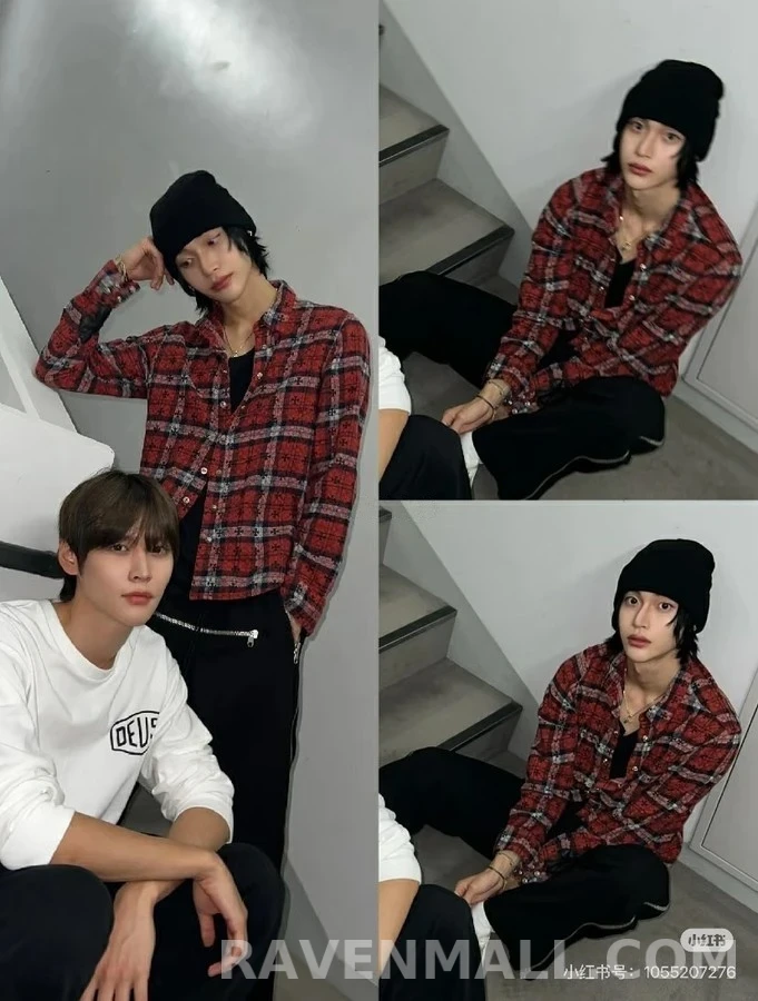 크롬하츠 크롬하츠 격자무늬 십자가 긴팔 티셔츠 상세 이미지
