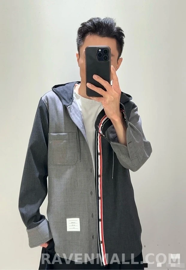 톰브라운 톰브라운 트라이컬러 후드 셔츠 상세 이미지