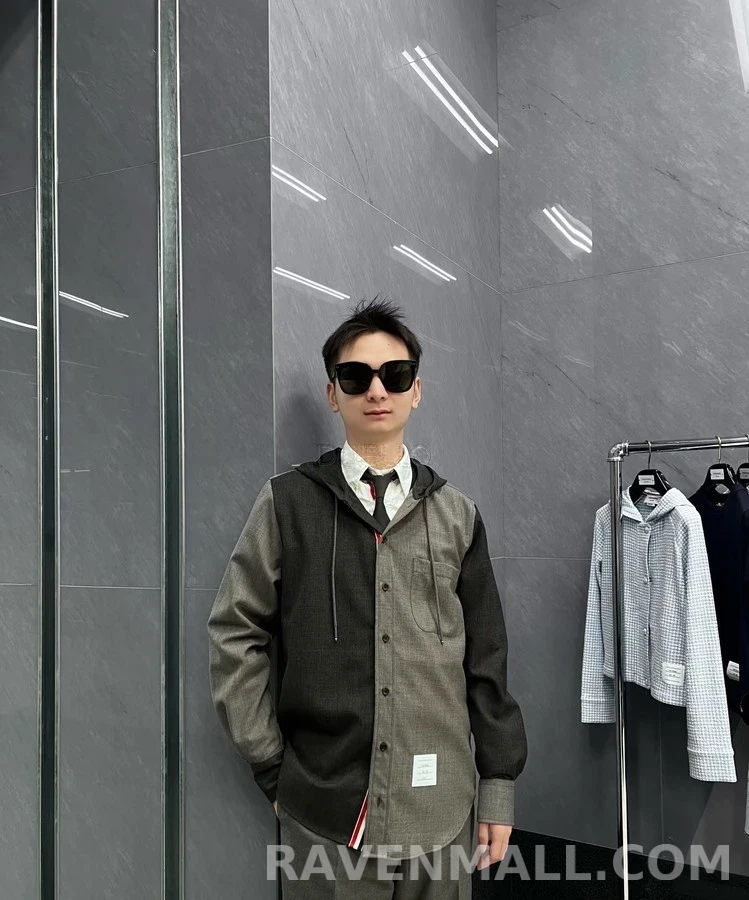 톰브라운 톰브라운 트라이컬러 후드 셔츠 상세 이미지