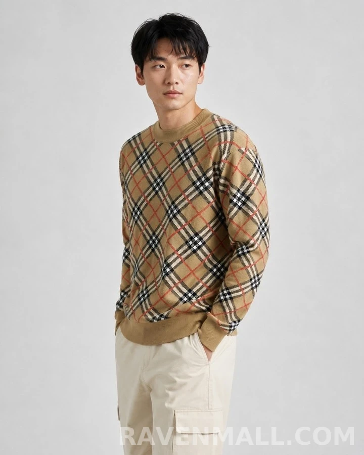 버버리 버버리 체크 라운드넥 니트 상세 이미지