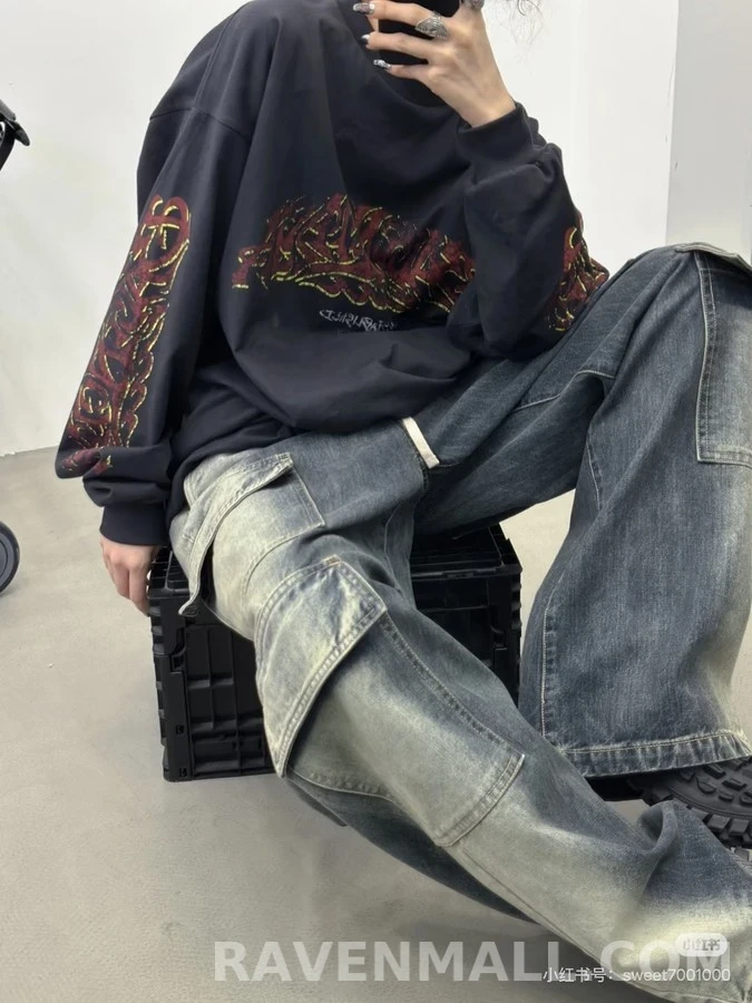 발렌시아가 발렌시아가 불꽃 그래픽 긴팔 티셔츠 상세 이미지