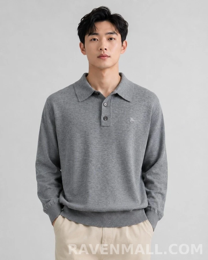 버버리 버버리 로고 긴팔 폴로 티셔츠 상세 이미지
