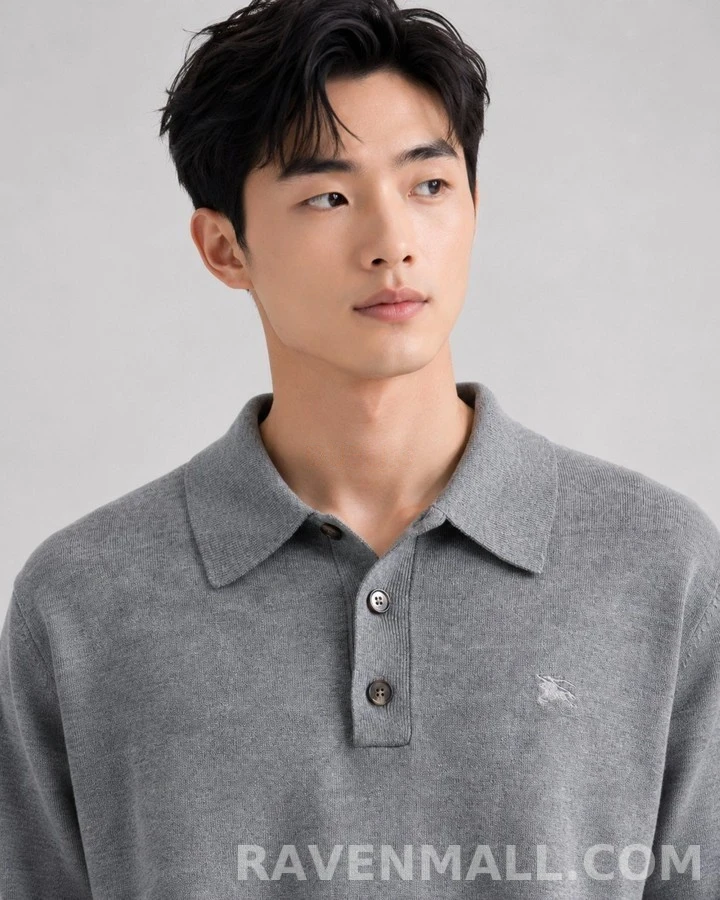 버버리 버버리 로고 긴팔 폴로 티셔츠 상세 이미지