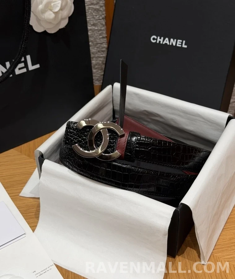 샤넬 샤넬 더블 C 악어 엠보 벨트 상세 이미지