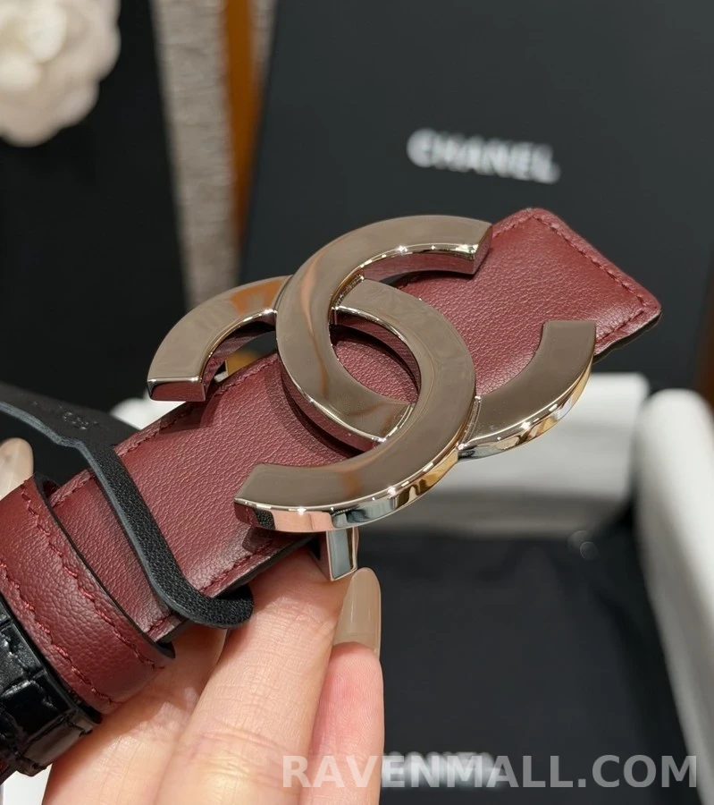 샤넬 샤넬 더블 C 악어 엠보 벨트 상세 이미지