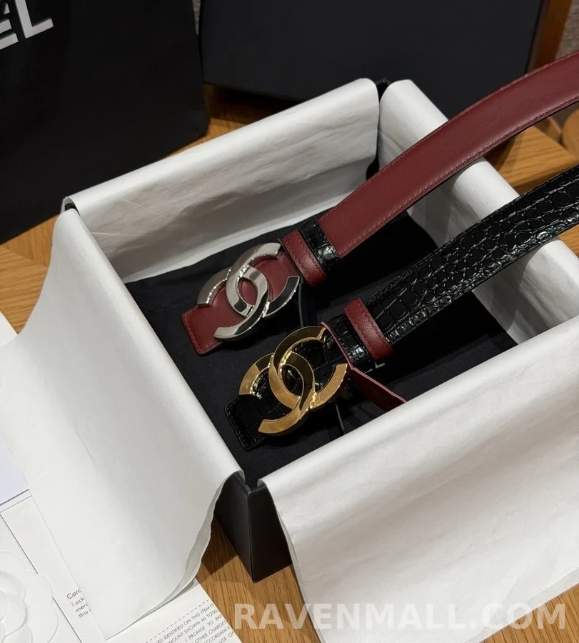 샤넬 샤넬 더블 C 악어 엠보 벨트 상세 이미지