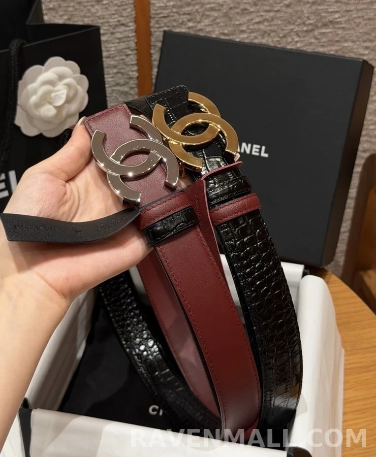 샤넬 샤넬 더블 C 악어 엠보 벨트 상세 이미지
