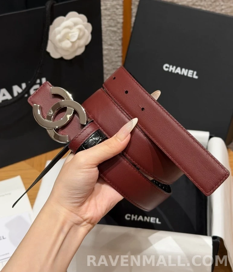 샤넬 샤넬 더블 C 악어 엠보 벨트 상세 이미지