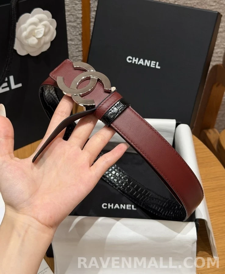 샤넬 샤넬 더블 C 악어 엠보 벨트 상세 이미지