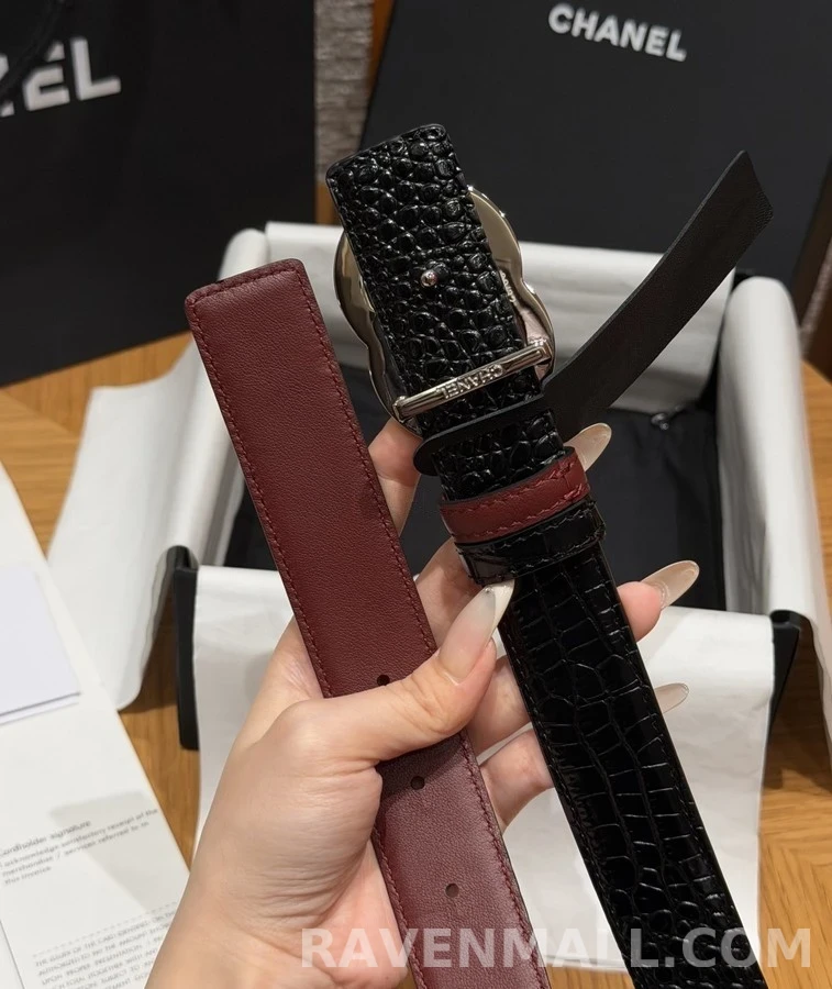 샤넬 샤넬 더블 C 악어 엠보 벨트 상세 이미지