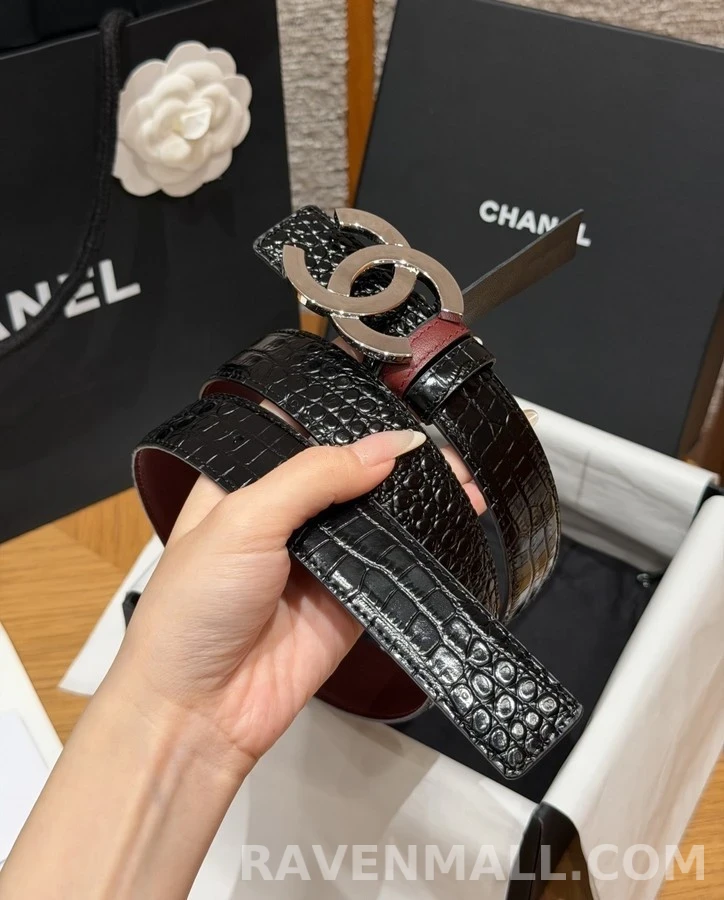 샤넬 샤넬 더블 C 악어 엠보 벨트 상세 이미지