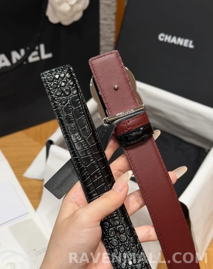 샤넬 샤넬 더블 C 악어 엠보 벨트 상세 이미지